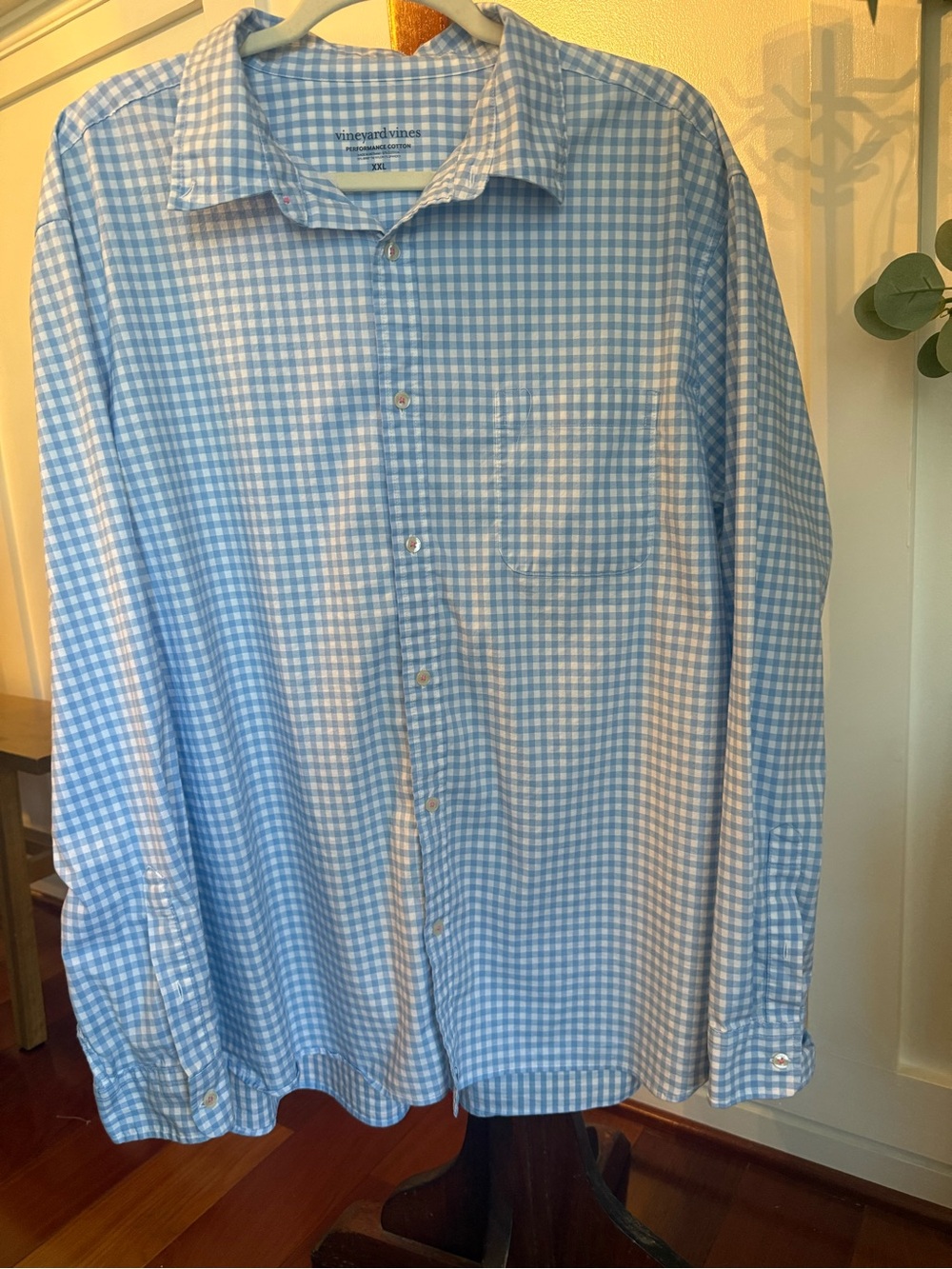 Men's Vineyard Vines Blue Gingham Button-Down Shirt 2XL